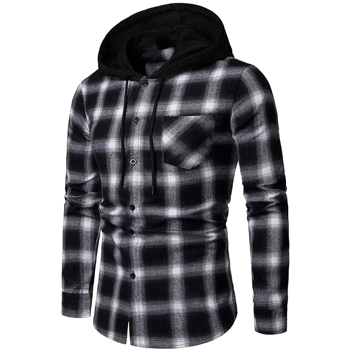 Men's Shirts Autumn Fashion Casual Plaid Shirts Long Sleeve Cotton high quality Pullover Hooded Shirt Winter Mens Top Blouse - Lootquake