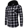 Men's Shirts Autumn Fashion Casual Plaid Shirts Long Sleeve Cotton high quality Pullover Hooded Shirt Winter Mens Top Blouse - Lootquake
