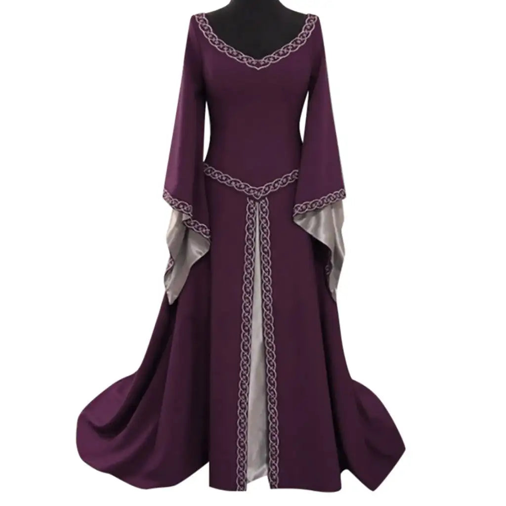 Vintage Gothic Dress Cosplay Costumes Autumn Winter Long Sleeve Medieval Witch Long Dress Halloween Costumes Vestidos de Fiesta - Lootquake