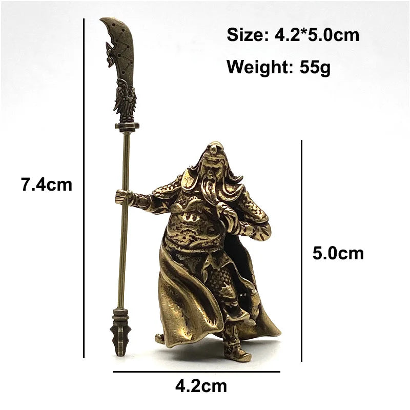 Copper Chinese Feng Shui Guan Gong Statue God of War Antique Sculpture Home Decoration Feng Shui Ornament Desk Decor Craft