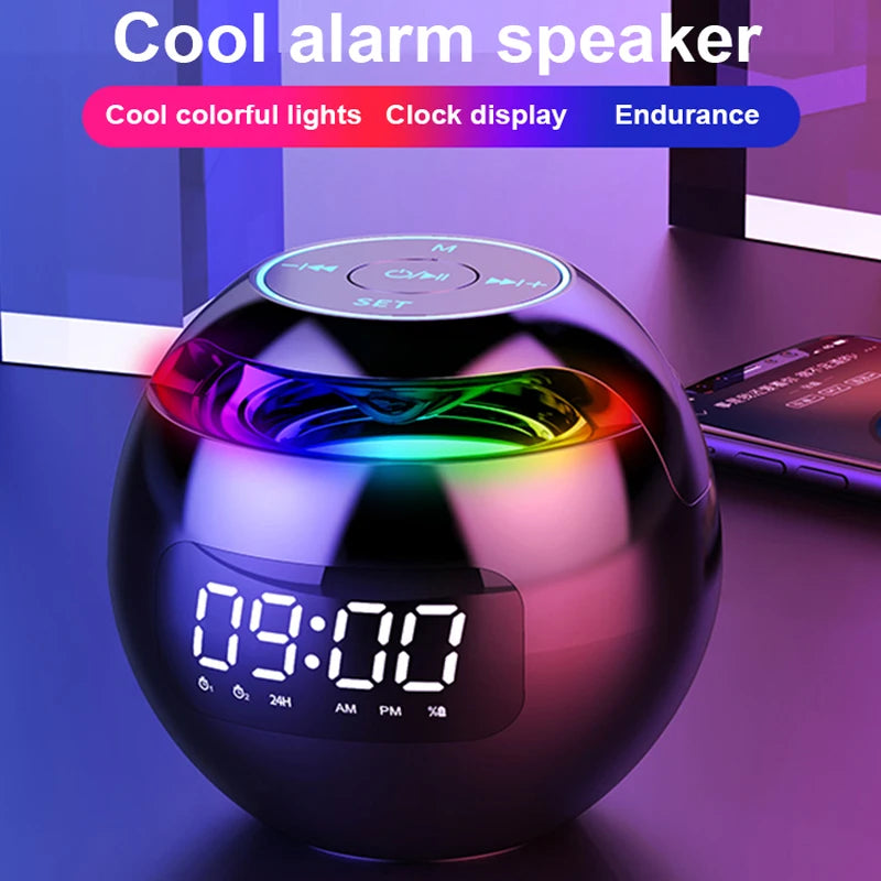Nuevo mini altavoz Bluetooth inalámbrico con pantalla LED, despertador, tarjeta TF, reproductor de música MP3 para PC y teléfono.