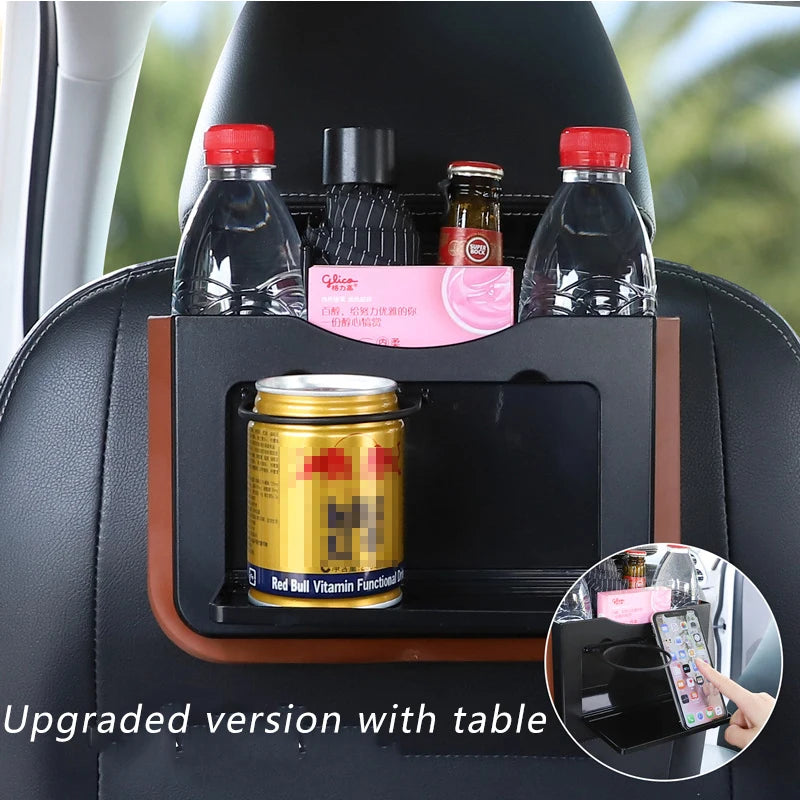 Cubo de basura para coche con marco beige, organizador de almacenamiento automático, contenedor de basura, diseño de almacenamiento y orden, cubo de basura plegable, cenicero, suministros