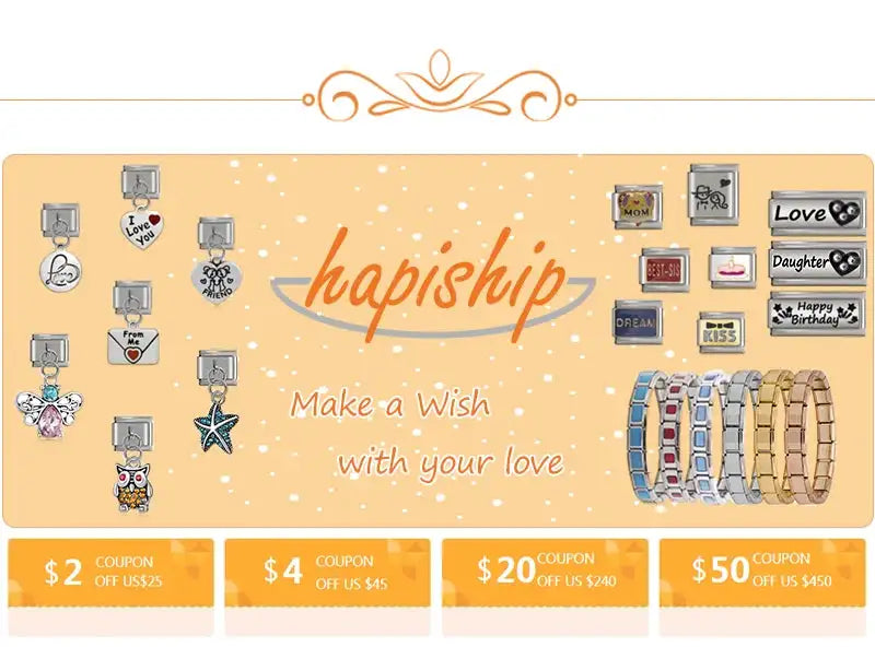 Hapiship 2023 Fashion Charm Italian Links Flower Flower Bee Tent Fit 9mm Bracelet Stainless Steel Making DIY Jewelry DJ661-C - Lootquake