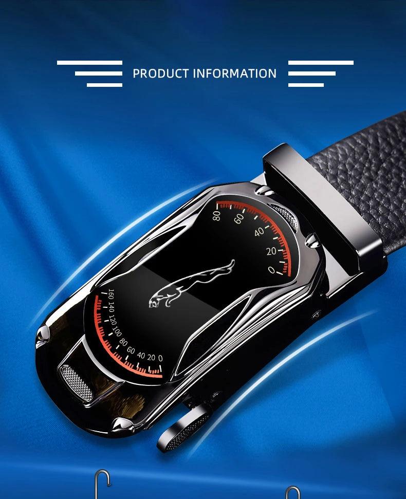 Belts for 3.5cm Width Sports Car Brand Fashion Automatic Buckle Black Genuine Leather Men's Jeans High Quality Waist Male Strap