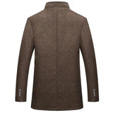 Woolen Coat Men Winter Windbreaker Long Thick Wool Jackets abrigo hombre Man Stand Collar Single Breasted With Vest Woolen Coats - Lootquake