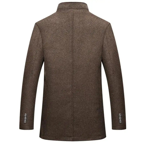 Woolen Coat Men Winter Windbreaker Long Thick Wool Jackets abrigo hombre Man Stand Collar Single Breasted With Vest Woolen Coats - Lootquake