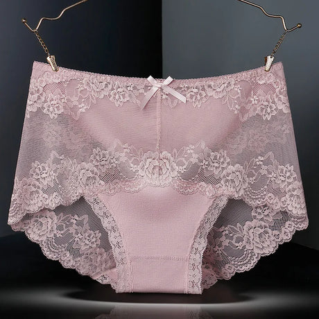 7Pcs Cotton Women's underwear lace transparent panties comfortable antibacterial plus size pants female sexy lingerie - Lootquake