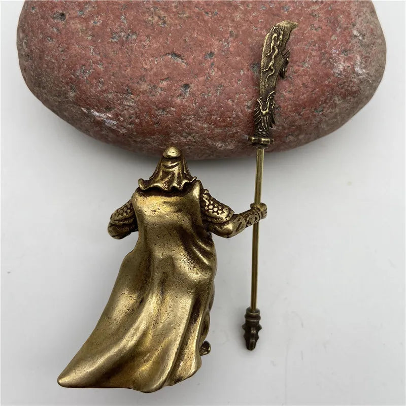 Copper Chinese Feng Shui Guan Gong Statue God of War Antique Sculpture Home Decoration Feng Shui Ornament Desk Decor Craft