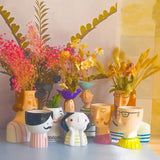 Statue Head Portrait Sculpture Ornament Bonsai Handmade Art Pot Bum Ceramic Vase Plaster Living Room Home Decor Dried Flowers