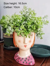 Statue Head Portrait Sculpture Ornament Bonsai Handmade Art Pot Bum Ceramic Vase Plaster Living Room Home Decor Dried Flowers