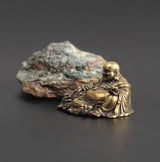 Antique Copper Maitreya Buddha Statue Small Desktop Brass Ornament Home Decor Sculptures Religions Room Desk Decoration Figurine