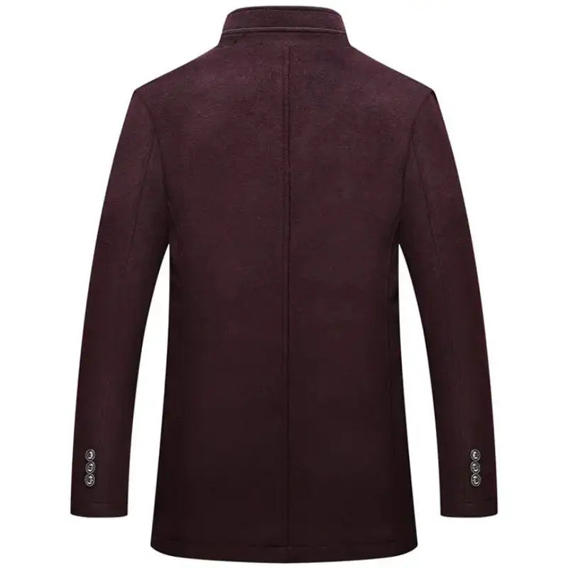 Woolen Coat Men Winter Windbreaker Long Thick Wool Jackets abrigo hombre Man Stand Collar Single Breasted With Vest Woolen Coats - Lootquake