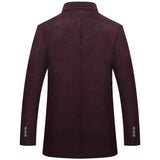 Woolen Coat Men Winter Windbreaker Long Thick Wool Jackets abrigo hombre Man Stand Collar Single Breasted With Vest Woolen Coats - Lootquake