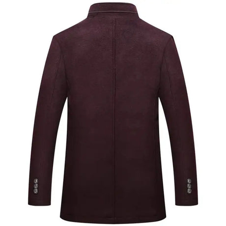 Woolen Coat Men Winter Windbreaker Long Thick Wool Jackets abrigo hombre Man Stand Collar Single Breasted With Vest Woolen Coats - Lootquake
