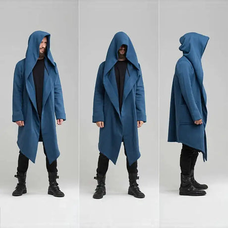 Men's Winter Hooded Cardigan Trench Coat Streetwear Solid Color Windbreaker Leisure Fashion Fleece-lined Jacket Vintage Hoodie - Lootquake