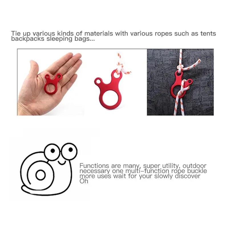 Carabiner Climbing Mountaineering 3-hole Fast Tying Anti-slip Quick Rope Tent Adjustment Buckle Outdoor Camping Survival Gear - Lootquake