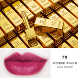 Lápiz labial con brillo, maquillaje hidratante, lápiz labial dorado mate aterciopelado, resistente al agua, labiales sexys, rojos brillantes, cosméticos, pigmento nude.