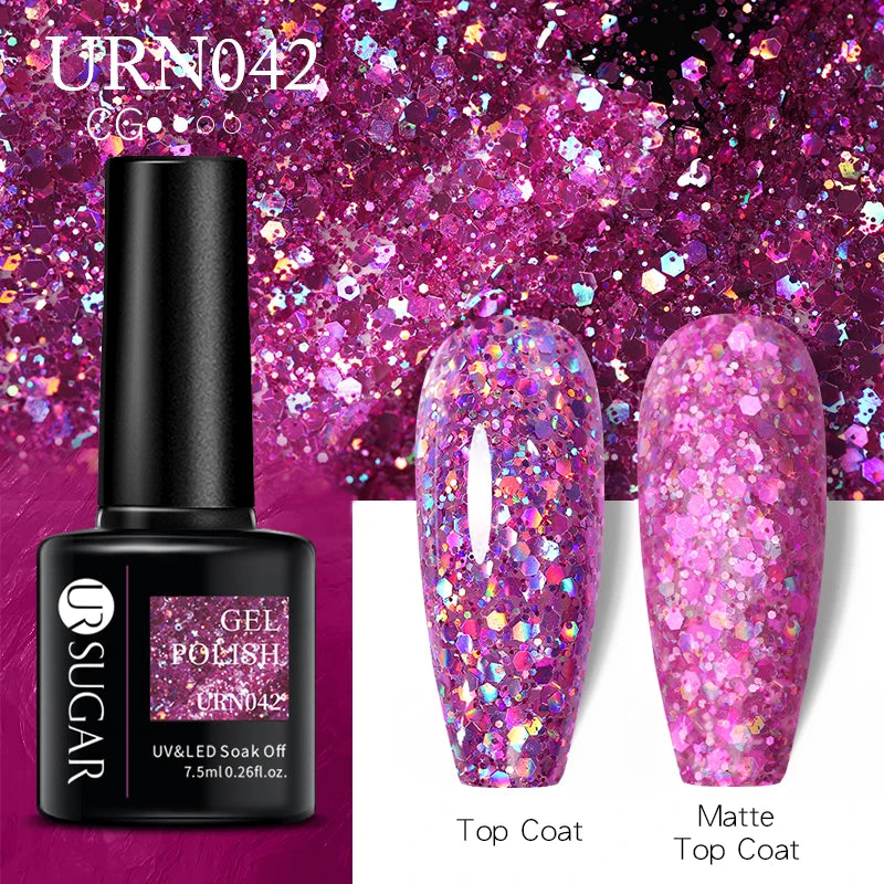 UR SUGAR 7.5ml Nude Glitter Color Gel Nail Polish Winter Warm Color Series Semi-permanent Varnish Professionals Manicure