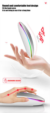Wireless Mouse Gaming Mouse Backlight USB Compatible RGB Rechargeable Mice Silent Backlit Ergonomic Gaming Mouse for Laptop PC