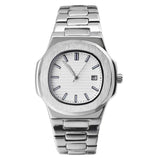BARAMON Wrist Watches for Men Nautilus Stainless Steel Quartz Movement Date Luxury Style Mens Luminous Hands Casual Business Watches - Lootquake