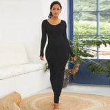 HOT SALES!!! Spring Autumn Sexy Long Dress Women Long Sleeve Round Neck Bodycon Maxi Dress evening party Dress - Lootquake