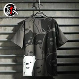 Old style hip hop fashion men's short sleeve T-shirt color matching style tooling 5-sleeve men's T-shirt - Lootquake