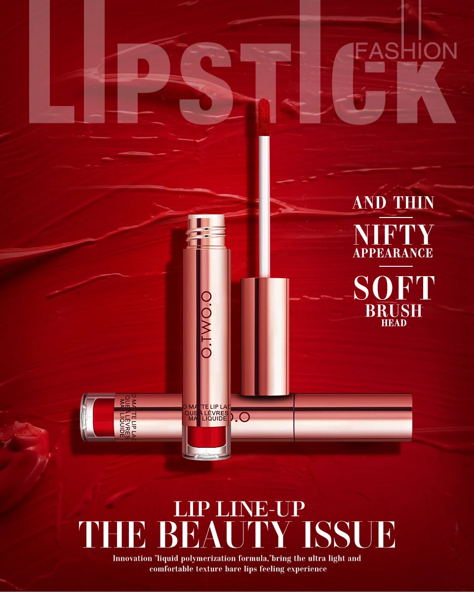 O.TWO.O 12 colores Lápiz labial mate aterciopelado de alta calidad Maquillaje de labios de larga duración Resistente al agua Fácil de usar Brillo labial líquido mate