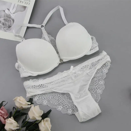 New Fashion Bralette Sexy Lingerie Seamless Push Up Bra Sets Front Closure Candy Color Underwear Women Small Size Brassiere - Lootquake