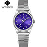 WWOOR 2023 Casual Women Dress Rose Gold Mesh Belt  Fashion Diamonds Wristwatch Waterproof Simple Female Quartz Watch Reloj Mujer - Lootquake