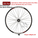 Cruiser Tour Bike Wheelset, Double Deck Rim, Front Wheel Disc, V Brake, Rear Back Wheels, Cassette and Screwed Hub, 36H, 700C