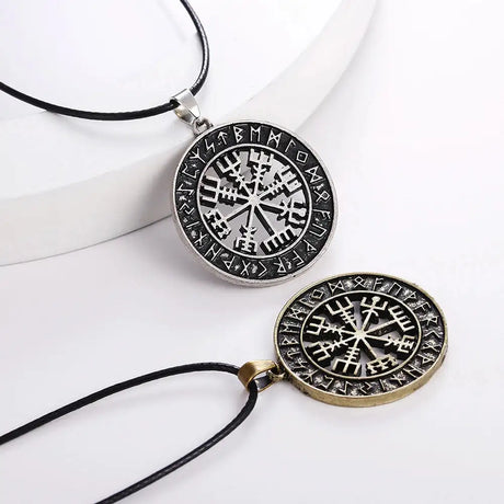 New Odin Symbol Rune Amulet Ally Chain Compass Viking Pendant Necklace Vegvisir Fashion Vintage Necklaces Jewelry Couple Gifts - Lootquake