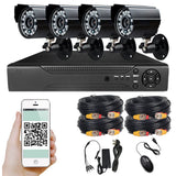 Sistema de CCTV 4 canales 1080P AHD DVR Kit de 4 cámaras impermeables con visión nocturna infrarroja, alarma de movimiento, videovigilancia de seguridad para exteriores