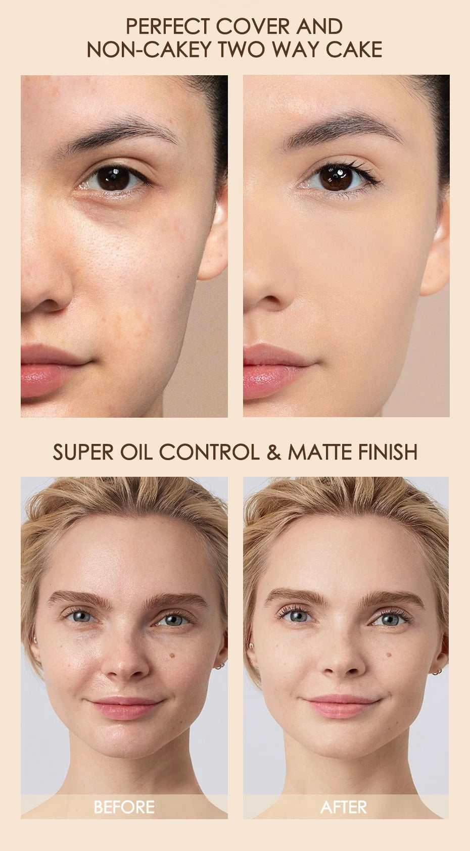 FOCALLURE Wholesale Full Coverage Face Powder Long Lasting Oil control Concealer Foundation For Face Make up Natural Cosmetic