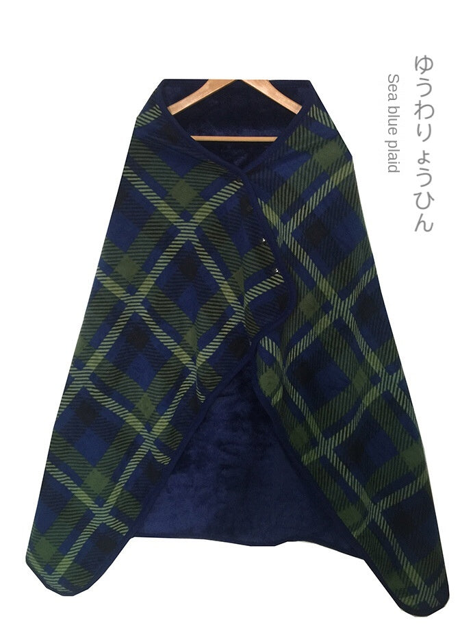 Wearable Plaid Fleece Blanket Polyester Blanket with Button Winte Warm Throws on Sofa Bed Travel Thicken Bedroom Plaids  Blanket
