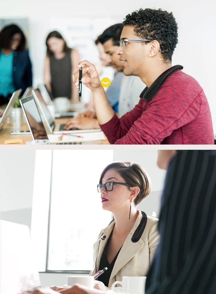 Altavoces Bluetooth con banda para el cuello, 12 horas de música, altavoz portátil inalámbrico, sonido estéreo 3D real, altavoces personales portátiles con micrófono