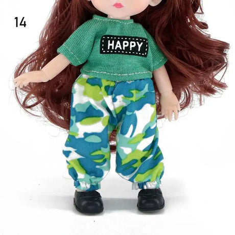 Dolls Clothes Suit For 16cm Doll Dress Up Accessories Sleeveless Top Casual Pants Denim Grid Dress Skirt Daily Wear Accessories - Lootquake