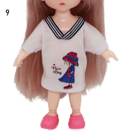 Dolls Clothes Suit For 16cm Doll Dress Up Accessories Sleeveless Top Casual Pants Denim Grid Dress Skirt Daily Wear Accessories - Lootquake