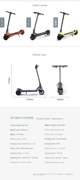 Adult Wide Tire Electric Scooter Double Disc Brake Off-road Electric Vehicle Two-wheel Foldable Driving Scooter