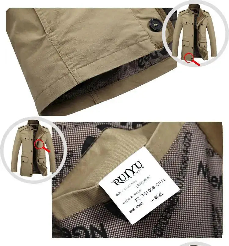 High Quality Men's Casual Jacket 6XL Male Windbreaker Oversized Cotton Classic Jackets Men Clothing Trench Coat A4F5806 - Lootquake