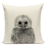 Black and White Cute Animals Cushion Cover - Animal Portrait Decoration Throw Pillow Case 45x45cm for Home Sofa Decor