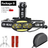 Linterna frontal, linterna frontal, linterna, linterna, linterna, 4 bombillas LED con sensor XML, linterna, camping, ciclismo, caza, senderismo, litio.