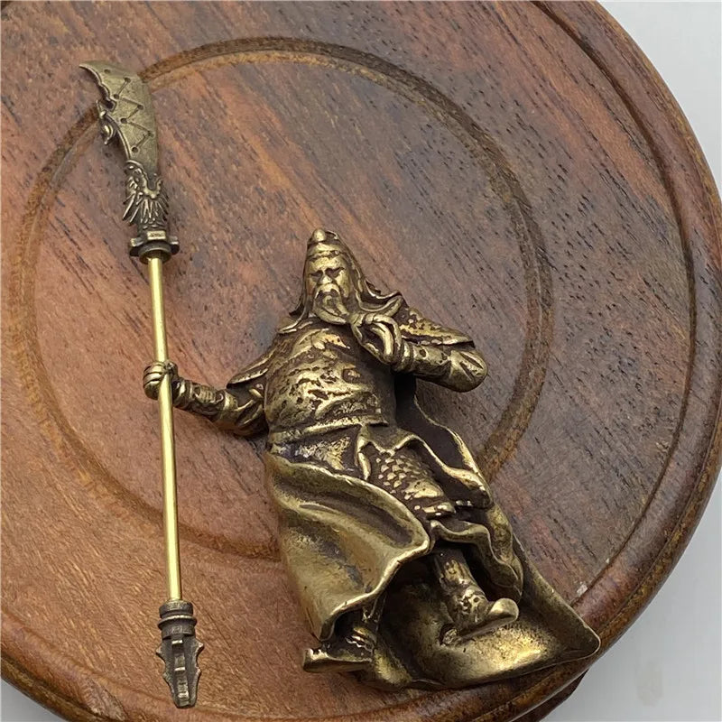 Copper Chinese Feng Shui Guan Gong Statue God of War Antique Sculpture Home Decoration Feng Shui Ornament Desk Decor Craft
