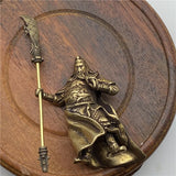 Copper Chinese Feng Shui Guan Gong Statue God of War Antique Sculpture Home Decoration Feng Shui Ornament Desk Decor Craft
