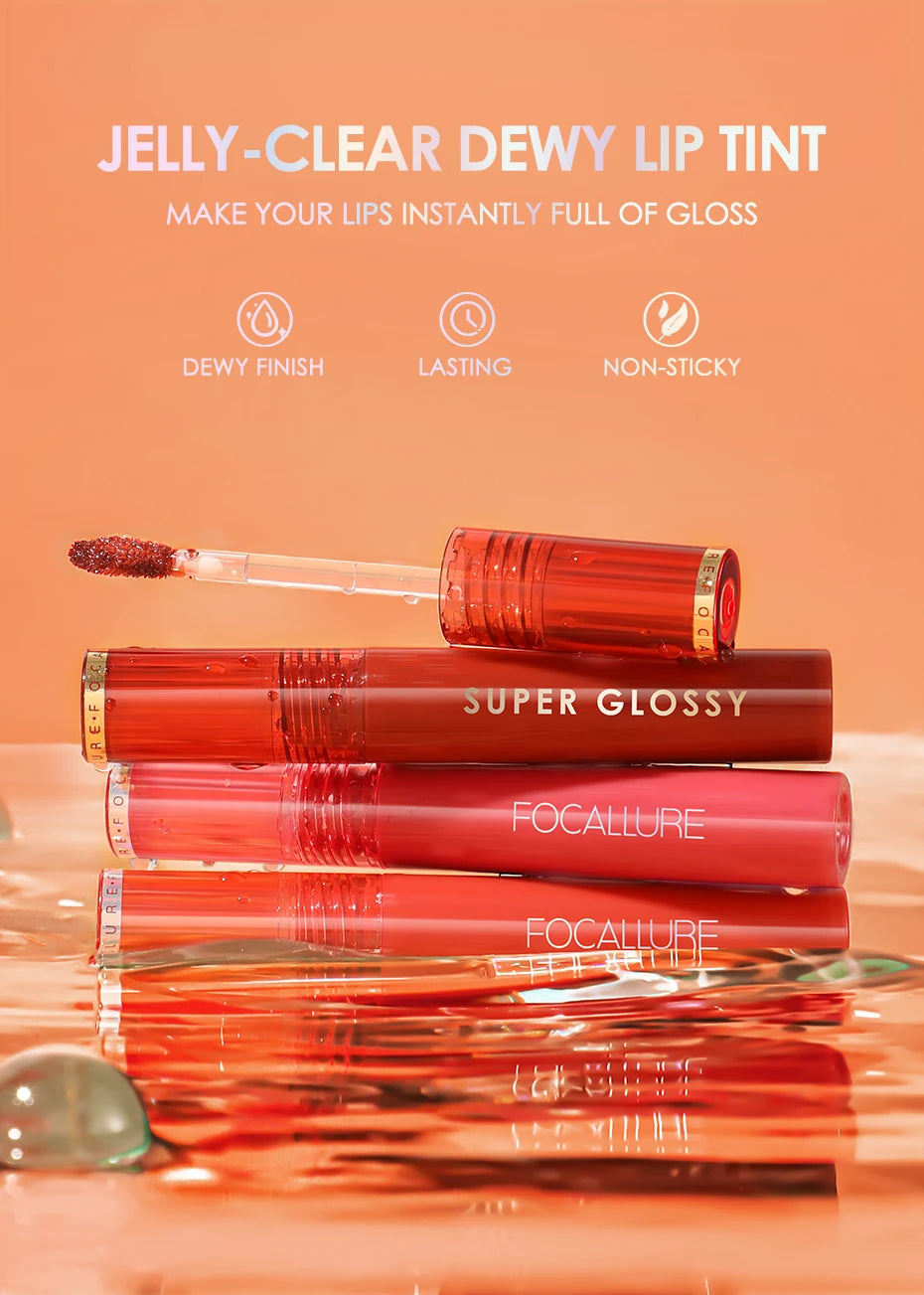 Focallure Shiny Nourish Lipgloss 17 Colors Long-Lasting Glossy Lipstick Waterproof Non-Stick Cup Cosmetic Moisturizing Lip Gloss