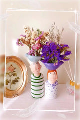 Statue Head Portrait Sculpture Ornament Bonsai Handmade Art Pot Bum Ceramic Vase Plaster Living Room Home Decor Dried Flowers