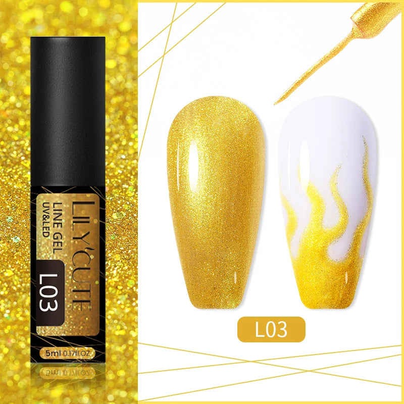LILYCUTE 5ml Liner Gel Nail Polish UV LED Nail Art Paint Gel Gorgeous Glitter French Effect Semi Permanent Nail Painting UV Gel