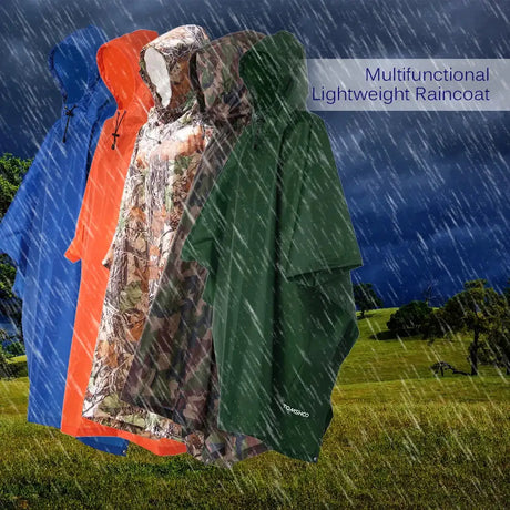 Multifunctional Lightweight Raincoat with Hood Hiking Cycling Rain Cover Poncho Rain Coat Men Women Outdoor Camping Tent Mat - Lootquake