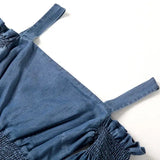 Denim 2023 summer new women's dress sling one word collar silk cowboy long dress - Lootquake