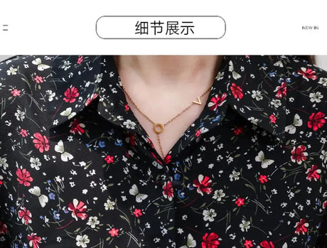Women's Chiffon Stitching Lace Dress, Lady's Elegant Temperament Long Dress, Shirt Collar, Long Sleeve, Print Dresses, New - Lootquake