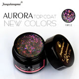 5ml Aurora Nail Gel Top Coat 12 Colors Clear UV Gel Sparkling Nail Polish Art Design Glitter Hybrid Gel Varnish